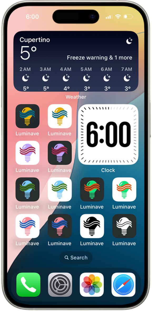Luminave interaction design screens